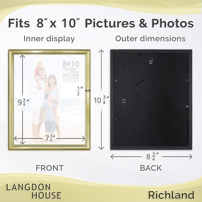 Langdon House 8x10 Picture Frames Set (Gold, 6 Pack) Distinguished Edging for Classic Style, Richland Collection