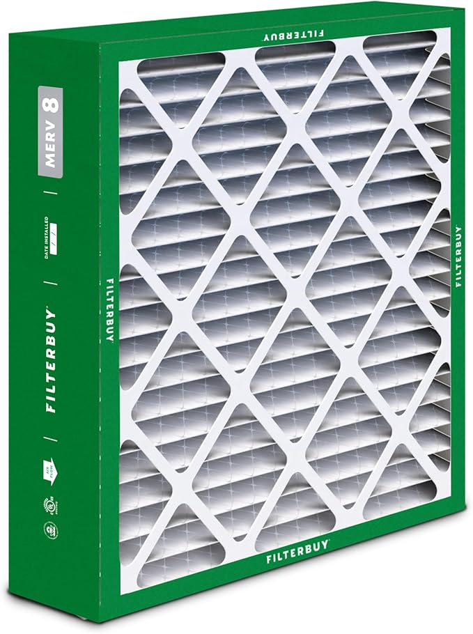 Filterbuy 20x25x6 Air Filter MERV 8 Essential Dust & Allergy Defense (4-Pack), Pleated HVAC AC Furnace Filters for AprilAire Space-Gard 201, 2200, 2250, & Lennox (Actual Size: 19.75 x 24.25 x 6.00)