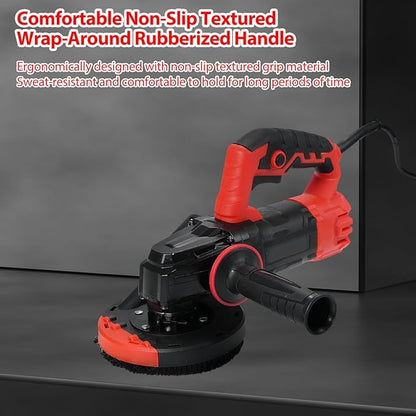 Small Portable Industrial Floor Wall Polisher Handheld Grinding Polishing Machine Concrete Grinder Concrete Surface Planer Dust Extraction Shroud 1200W Motor 9000RPM Auxili