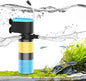 Aquarium Filter 3-Stage in-Tank Filter, Small Internal Fish Tank Filter, Submersible Pumps Filter for 5-20 Gallon Tanks, Turtle Tank Filter, with Dual Water Outlet & Aeration