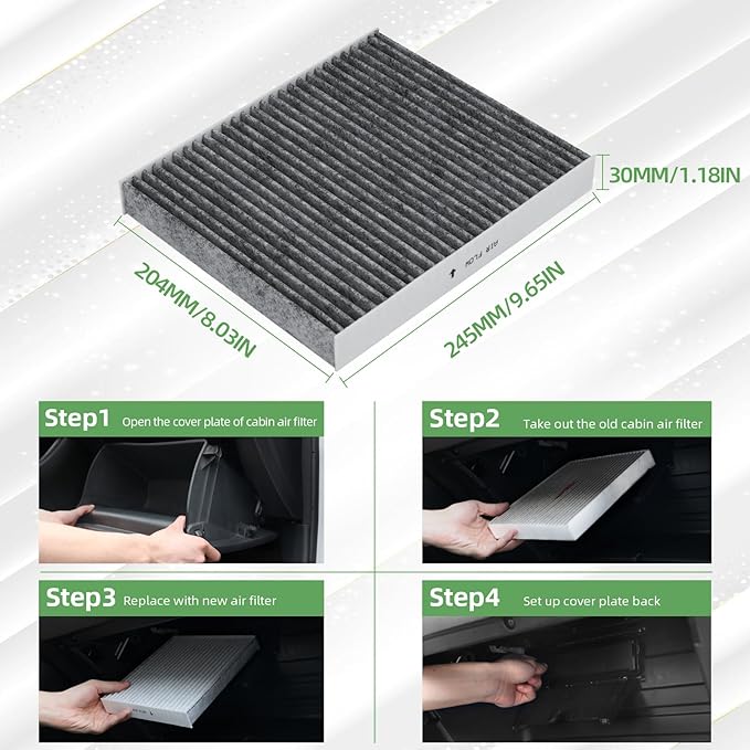 CF11966 Cabin Air Filter With Activated Carbon Compatible with Sierra 1500 2019-2023, Silverado 1500 2019-2023, Yukon 2021-2023, Equinox 2018-2023, Blazer 2019-2023 CP966, 6091C