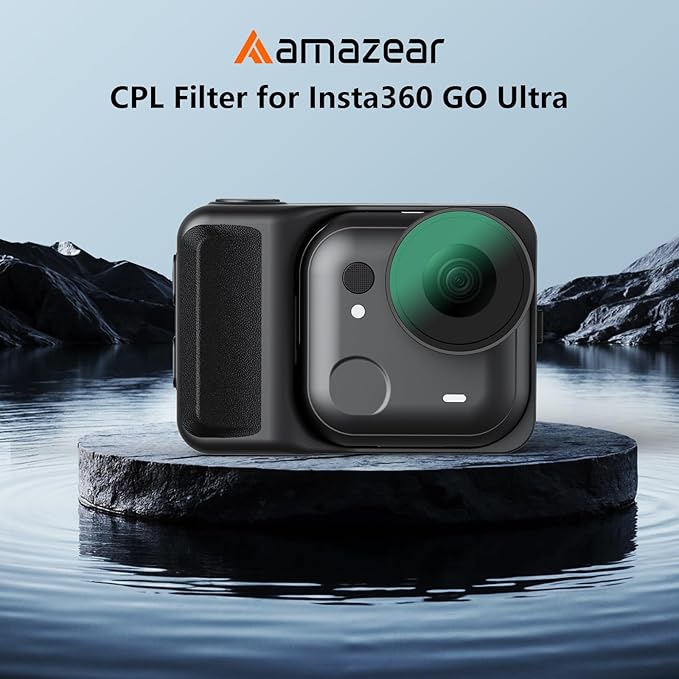 AMAZEAR CPL Filter for Insta360 GO Ultra Accessories, Insta 360 GO Ultra Circular Polarizing Lens to Reduce Glare & Enhance Colors, Screw-in Design, HD Optical Glass Pro Filter