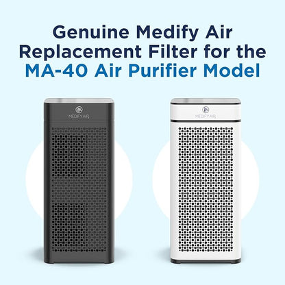 Medify Air MA-40 Genuine Replacement Filter | for Allergens, Wildfire Smoke, Dust, Odors, Pollen, Pet Dander | 3 in 1 with Pre-filter, H14 HEPA, and Activated Carbon | Removal to 0.1 Microns | 1-Pack