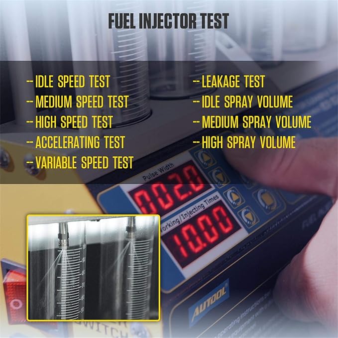 AUTOOL Automotive Motorcycle 4 Cylinder Ultrasonic Wave Injector Cleaner Petrol Injection Tester Cleaning Kit Tester