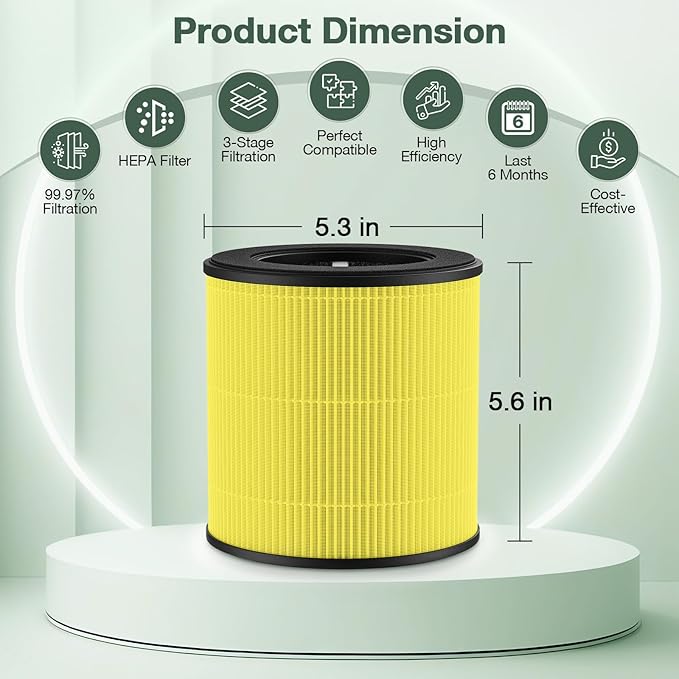 M05 B-D02L Pet Care Replacement Filter Compatible with MOOKA M05/ B-D02L, for KOIOS B-D02L, for VEWIOR B-D02U Air Purifi-ers, HEPA and Activated Carbon Filter, 2 Pack, Yellow