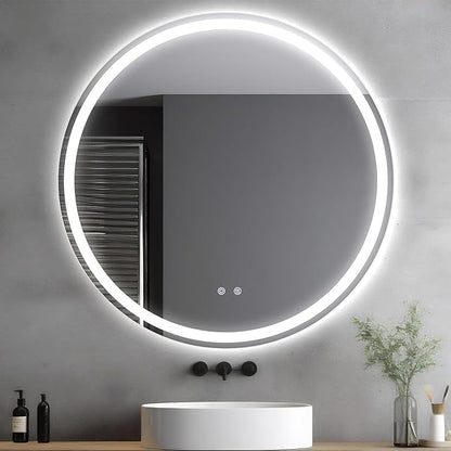 Vanity Mirror Round Illuminated LED Bathroom Mirror with Touch Sensor Switch Dimming Function Demister Pad 3 Colors Temperature Suitable for Vanity Bathroom Or Bedroom(31in)