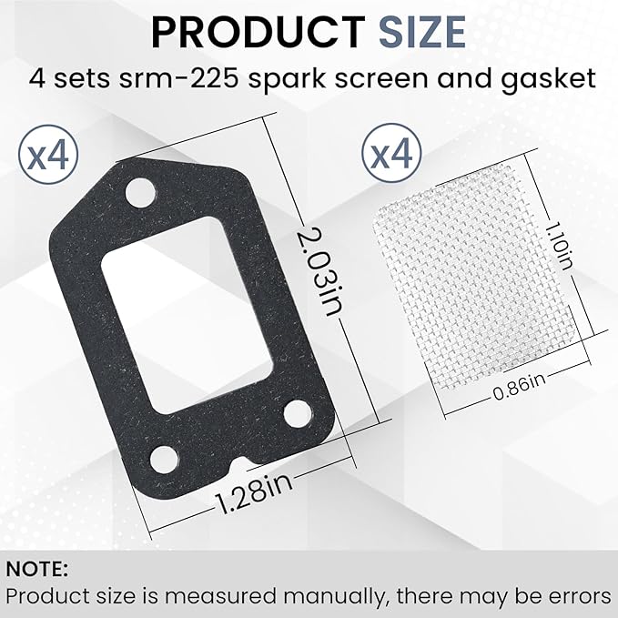 SRM-225 Spark Screen and Gasket (4 Set) Fit for Echo 14586240630 Muffler Spark Arrestor Screen, Echo 14586642031 Muffler Gasket Parts