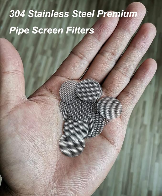 150pcs Stainless Steel Pipe Filters,20mm/0.79 Inch Smoking Screens Pipe,Silver Mesh Screens Gauzes Filter with Storage Box