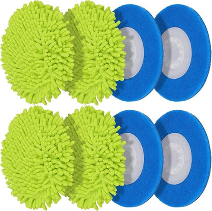 Magic Sponge Eraser Pads and Microfiber Chenilles Pads for Shark Steamer S7001 s7020 s7000amz s7000 s7001tgt s7201 s8201 S7005 s8001 Series Rotating Steam Scrubber,Scrub Sanitize at The Same