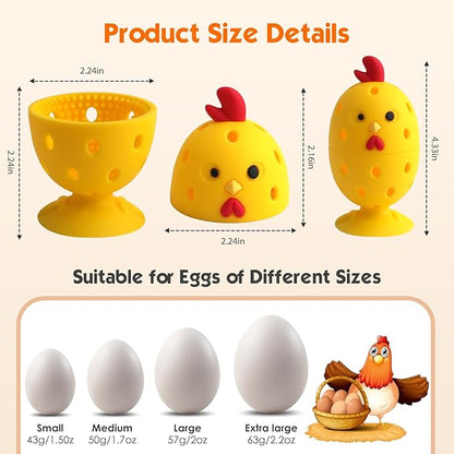 Egg Brush Cleaner, Egg Cleaner Scrubber for Fresh Eggs, Cute Chick Shaped Silicone Egg Washer, Reusable Multipurpose Washing Egg Tool for Fruits and Vegetables(Yellow, 1 Set)