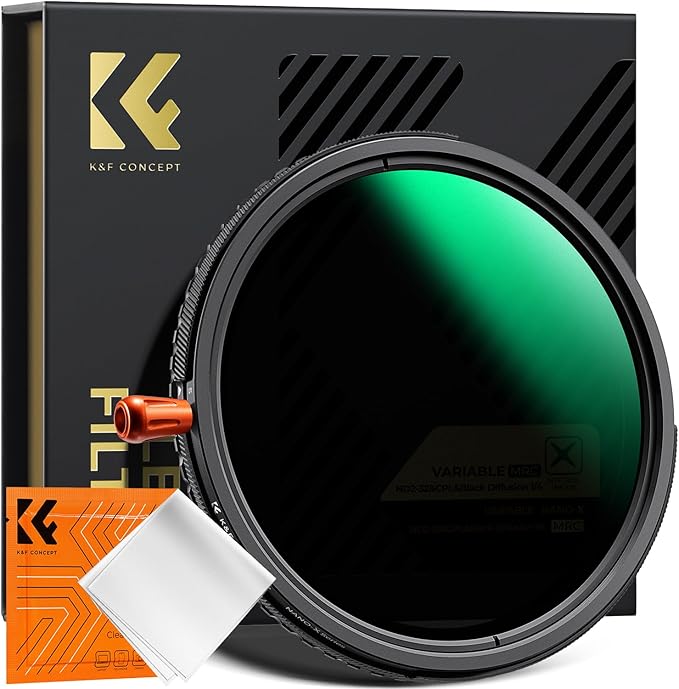 K&F CONCEPT 62mm Black Diffusion Mist Effect 1/4 & Variable ND2-32(1-5 Stops) & Circular Polarizing Filter CPL-in 1 HD Lens Filter with 28 Multi-Coatings for Camera Lenses (Nano-X Series)