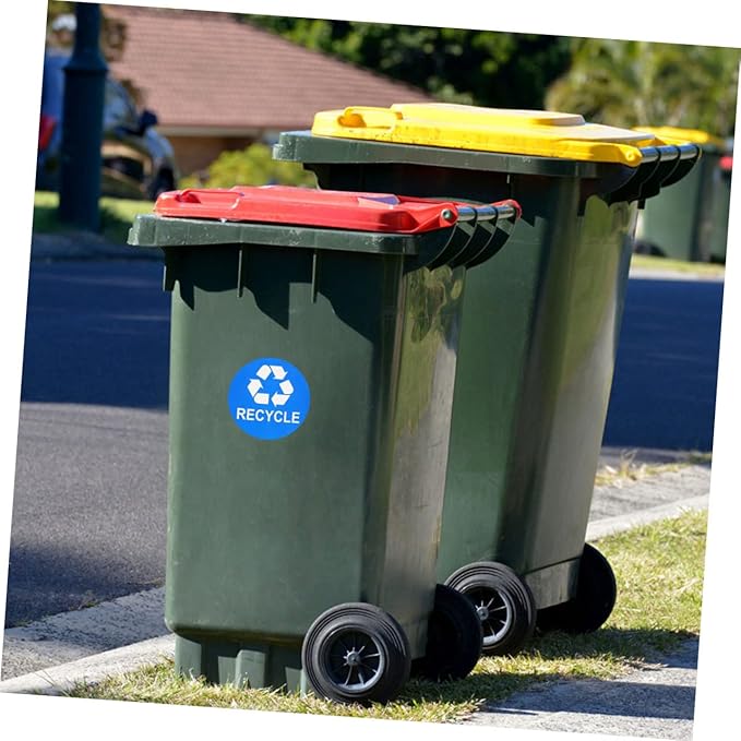 8pcs Trash Sorting Decals Self-Adhesive Waste Container Stickers for Recycling Labels for Easy Waste Classification Black Blue