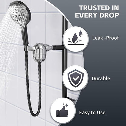 Handheld Shower Filter for Hard Water- 25-Stage Advanced Filtration - Removes 99% Chlorine & Heavy Metals, Soothes Sensitive Skin & Reduces Hair Frizz, Ideal for Bathroom, Apartment