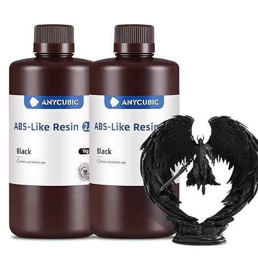 ANYCUBIC 2nd Gen Resin Technology ABS-Like Resin 2.0 Bundle, 3D Printer Resin with High Toughness, More Precise Details, Wide Compatibility for All LCD Resin 3D Printers (Black, 2kg in Total)