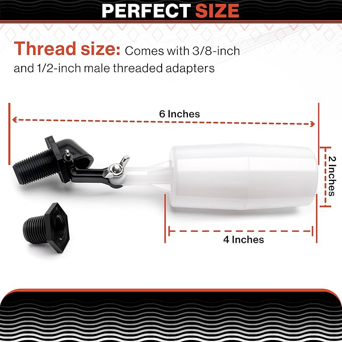 Swimables 3/8" and 1/2" Pool Auto Fill Float Valve Replacement | Includes Adapter From 3/8 Inch to 1/2 Inch | Compatible with Most Water Float Valve For Water Tank and Pool Water Leveler Auto Fill