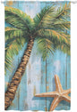 Sheer Curtains 84 Inches Long, Coastal Beach Tree Semi Sheer Curtains Light Filtering Window Treatment, Summer Tropical Starfish Wood Grain Privacy Voile Drapes for Living Room Bedroom 52x84 Inch