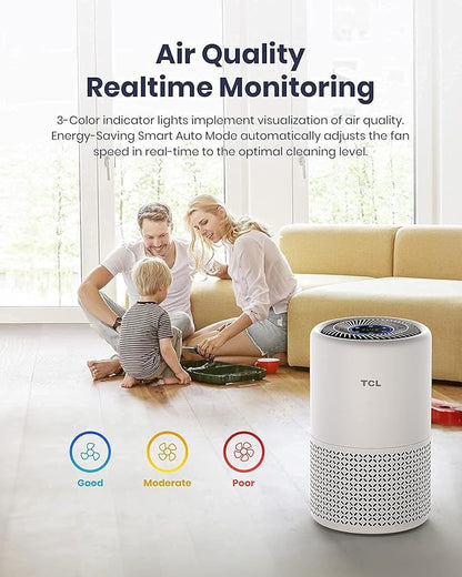 TCL Breeva A1C Air Purifier for Home, Bedroom, Up to 438 ft², Auto Mode, 3-Stage filtration, H13 True HEPA Filter, Smoke & Odor Blocker, Pre-Filter (A1C14W)
