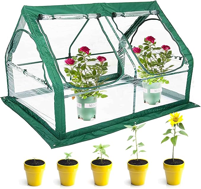 Portable Greenhouse for Garden Bed ,Easy Set-Up Gardening Flower House & Plant Sunshine Room with PVC Cover for Protecting Plant from Cold Frost & Birds & Insects