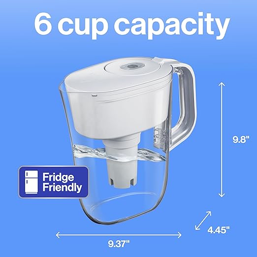 Brita Metro Water Filter Pitcher with SmartLight Change Indicator, BPA-Free, Replaces 1,800 Plastic Water Bottles a Year, Lasts Two Months, Includes 1 Filter, Small - 6-Cup Capacity, White