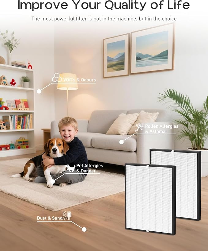 Replacement Filter Compatible with Air Doctor AD3000 AD3000M AD3000Pro Air Cleaner Purifier, Not for AD3500 Version, Include 2 High-Performance Filters