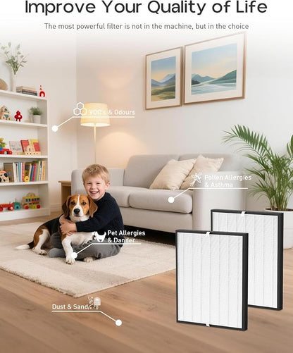 Replacement Filter Compatible with Air Doctor AD3000 AD3000M AD3000Pro Air Cleaner Purifier, Not for AD3500 Version, Include 2 High-Performance Filters