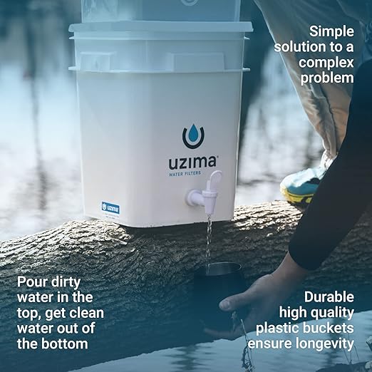 Uzima UZ-2 Camping Water Filter and Drinking Water Filter System, Portable Camping Essentials Purification Gear for Glamping, Hiking, and Hunting Essentials
