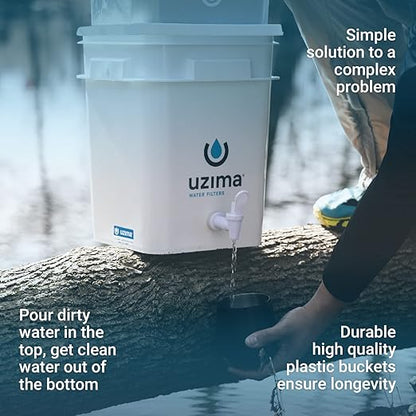 Uzima UZ-2 Camping Water Filter and Drinking Water Filter System, Portable Camping Essentials Purification Gear for Glamping, Hiking, and Hunting Essentials