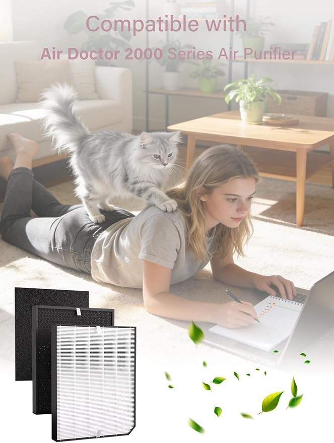 2000 Replacement Filters Compatible with Air Doctor 2000 & 2000i Air Purifiers, 1 High-Efficiency Filter, 2 Activated Carbon Filters and 4 Pre-Filters, Compare to Part # ADF2001, ADF2002, ADF2003