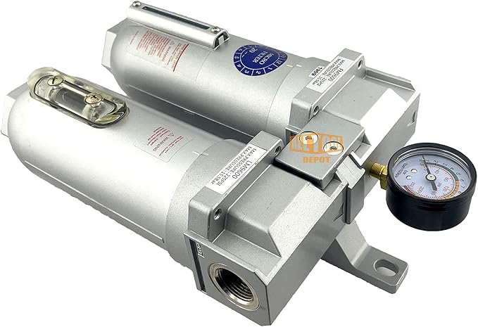 3/4" NPT SUPER DUTY Industrial Grade 2 Stages Coalescing Filter Desiccant Dryer System For Compressed Air Lines, Metal Bowls, Great For Paint Spray And Plasma Cutter