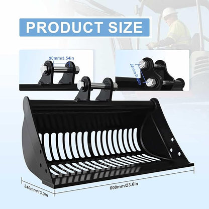 24-inch / 600-millimeter Screen Bucket, Excavator Accessory, Suitable for AGT and Other Chinese mini excavators, Used as a Filtering Frame Screen Bucket for Filtering and Sorting Materials.