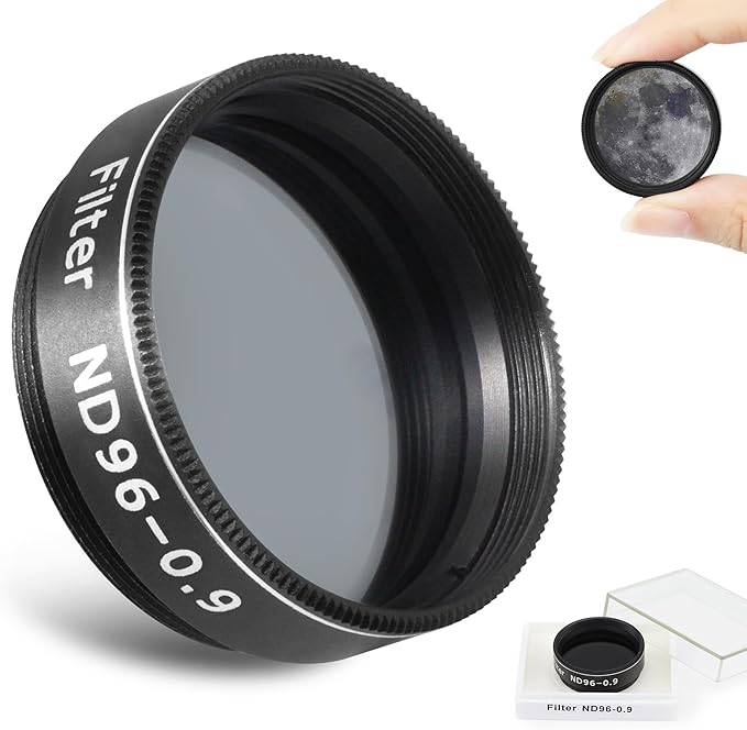 Astromania Telescope Filter Moon Filter 1.25 inch, Neutral Color Filter ND96-0.9 with 13% Light Transmission Reduces Moon Glare&Enhances Lunar Crater Detail, Work with Telescope Accepts 1.25" Eyepiece