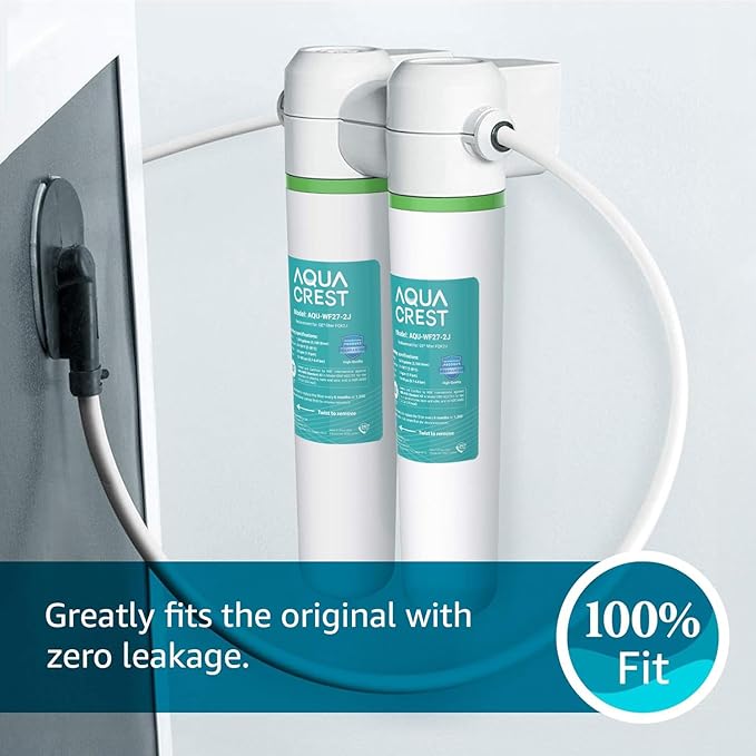 AQUA CREST FQK2J Under Sink Water Filter, Replacement for GE FQK2J, FQK1K, NSF/ANSI 42 372 Certified, 1320 Gallons Dual Flow Drinking Water Replacement Filters (2 Count)