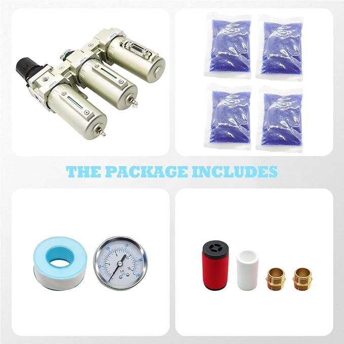 3/4" NPT Industrial Grade 3 Stage Drying System Filter, Coalescing Filter, Desiccant Dryer, Auto Drain, Compatible with Paint Spray, Plasma Cutter (3/4" NPT)