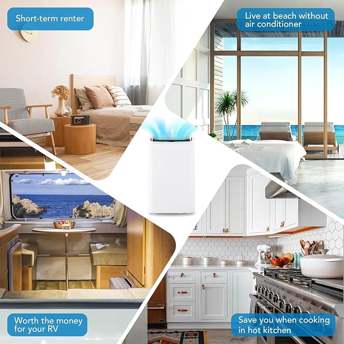 Portable Air Conditioner 14000 BTUs with Cooling, Dehumidifier, Fan 3-in-1 Room AC unit, 3 Air Speeds, 24-Hour Timer, Sleep Mode - Cools up to 750 Sq. Ft. - Ideal for Home, Garage, Office