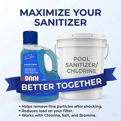 Pool Clarifier - Heavy-Duty Ultra-Concentrated Liquid, Water Clarifier for Clear Water, Chlorine/Bromine/Salt Compatible Pool Chemicals, Boosts Filtration, 3 Liter (101.5 fl oz)