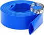 DAVCO 2.5" x 50 ft Pool Backwash Hose, Heavy Duty Reinforced Blue PVC Lay Flat Water Discharge Pump Hoses For Swimming Drain Pools and Clean Filters,with 1 Clamp