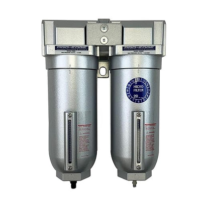 3/4" NPT Industrial (2-Stage) Moisture Removing Particulate Filter Water Separator and Oil, Moisture Vapor Removing Coalescing Filter for Compressed Air