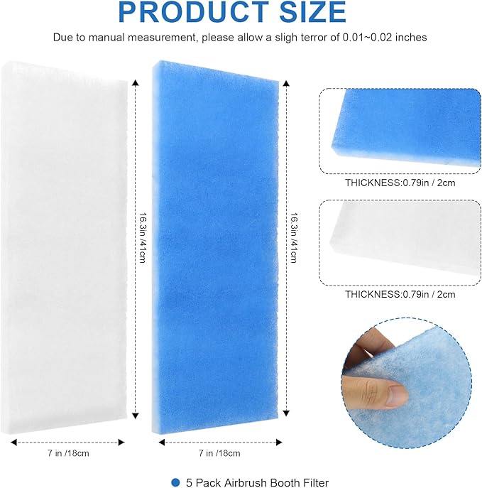 Airbrush Spray Booth Filter for Master Paasche Sky Enterprise Airhobby, Paint Booth Air Filter Replacement Double-Layer Air Brush Exhaust Filters Set for Painting Tent Model Craft (Pack of 5)