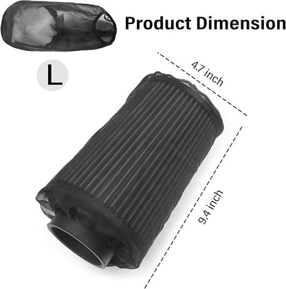 Cold Air Intake Filter Cover,Thickened Dustproof Air Filter Cover Provides Comprehensive Protection,Universal Car Accessries Air Filter Sock Fit for High Flow Cone Air Filter (Large)