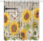 Farm Flowers Living Room Curtains 96 Inch Length, Window Curtains Tab Top, Retro Sunflowers Barn Doors Butterfly Wood Board Light Filtering Window Treatments Drapes 52"x96" 2 Panel