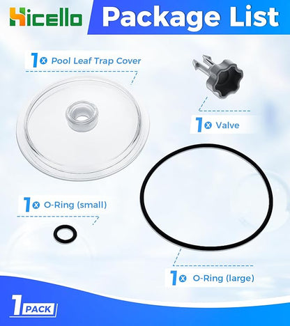 Replacement Pool Leaf Trap Cover Lid with O-Ring & Valve Compatible with Intex 12" Sand Filter Pumps – For Models 11823, 26361CA, 26361EH, 26361W, 26337EH, 28645EG, SF15110, 28948EH, ECO15110-2