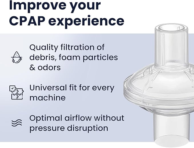 Pap MD Inline CPAP Filters for CPAP Machines | Clean Air & Enhanced Comfort, High-Efficiency Filtration for Particles & Odors, 6 Pack for 3 Months Supply | Video Instructions