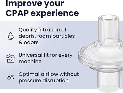 Pap MD Inline CPAP Filters for CPAP Machines | Clean Air & Enhanced Comfort, High-Efficiency Filtration for Particles & Odors, 6 Pack for 3 Months Supply | Video Instructions