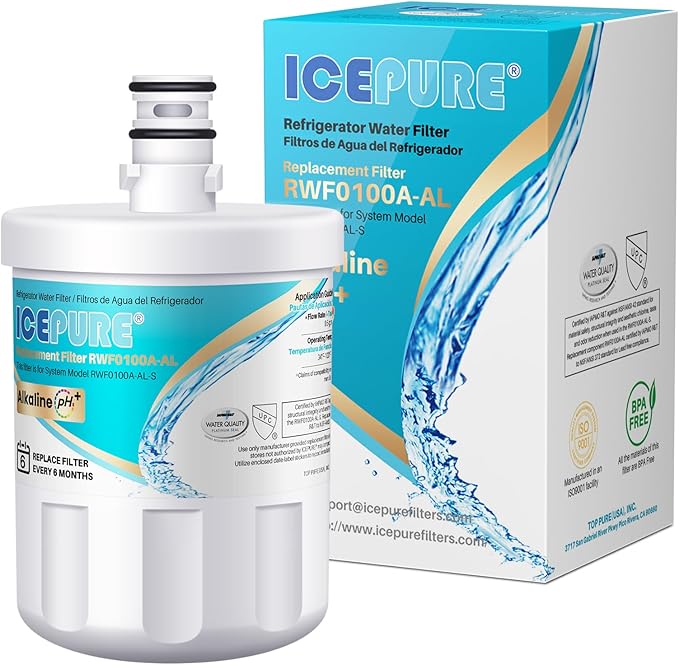 ICEPURE Alkaline 5231JA2002A Refrigerator Water Filter Replacement for LG LT500P, ADQ72910901, GEN11042FR-08, Kenmore 9890, ADQ72910907, LFX25973S, LFX25974ST, 46-9890, LSC27925ST, Enhances PH, 1Pack