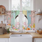 Easter Kitchen Curtains 54 Inch Long 2 Panel Set, Rod Pocket Window Curtains Panels, Spring Colorful Bunny Eggs Flower Wood Grain Light Filtering Drapery Draperies for Bathroom Bedroom 52"W x 54"L