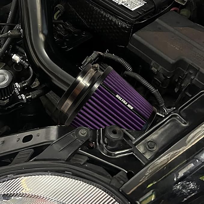 3" 3.5" 4" Inlet Car Replacement Cold Air Intake Filter 76mm 89mm 102mm 3 Sizes in 1 High Flow Performance Cone Air Filter (Purple)
