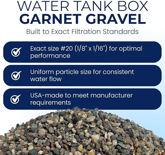 IPW Industries Inc., 5lbs. Water Tank Box Garnet Gravel - Ideal Under-Bed Support for Water Softeners, Water Tanks, and Mixed Media Filtration Systems Gravel #20 1/8 in. x 1/16 in