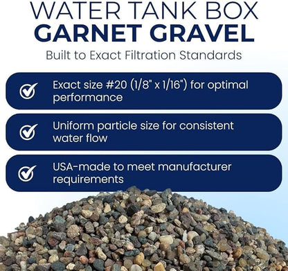 IPW Industries Inc., 5lbs. Water Tank Box Garnet Gravel - Ideal Under-Bed Support for Water Softeners, Water Tanks, and Mixed Media Filtration Systems Gravel #20 1/8 in. x 1/16 in