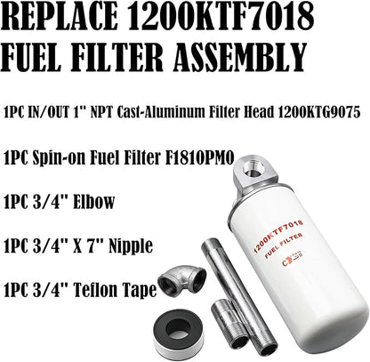 1200KTF7018 Fuel Filter 10 Micron 3/4" 18GPM 50PSI 10Micron Fuel Filtration F1810PM0 1200KTG9075 Fill-Rit Grainger FR112 FR1210G FR610G Fuel Transfer Tank Pump Diesel Gasoline Fuel Filters Assembly