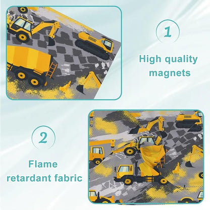 4 Pcs Fluorescent Light Covers for Ceiling Lights Yellow Construction Vehicles Excavators Cranes Trucks Gray Decorative Magnets Light Filters for Office Home Classroom Must Haves 4’ x 2’